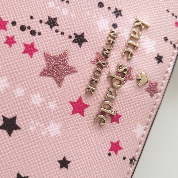 KATE SPADE Star Staci Large Slim Bifold Shimmery Pink Wallet - Picture 6 of 16